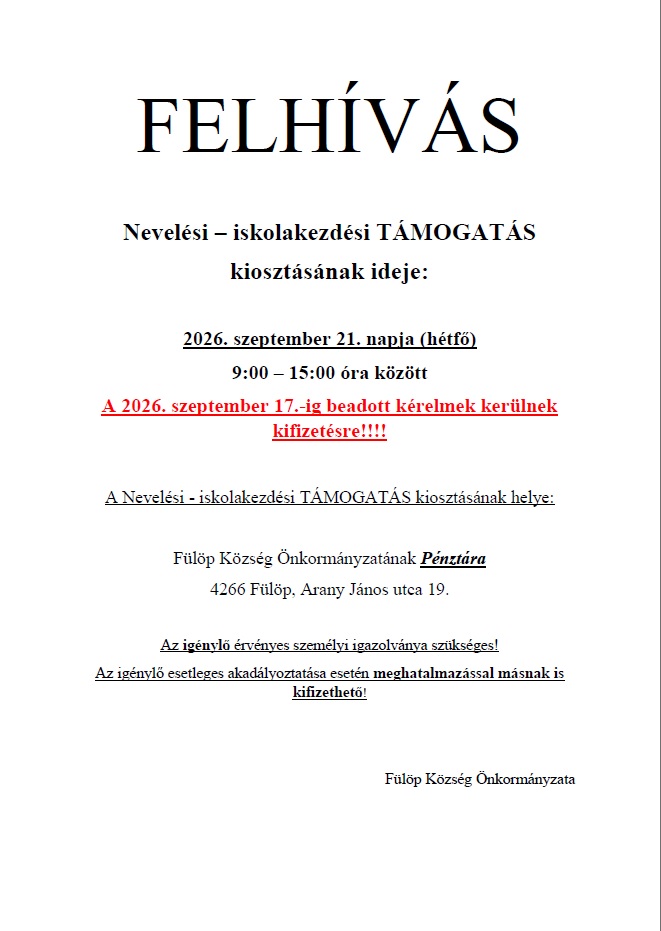 FELHIVAS nevelesi 2026