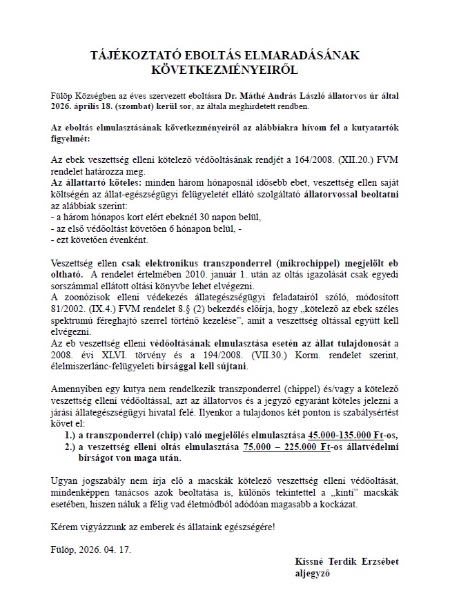 Tajekoztato eboltas elmaradasanak kovetkezmenyeirol